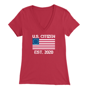 "America Flag" Bella Womens V-Neck T-shirt Design