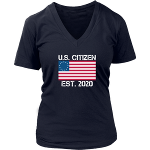 "America Flag" Bella Womens V-Neck T-shirt Design