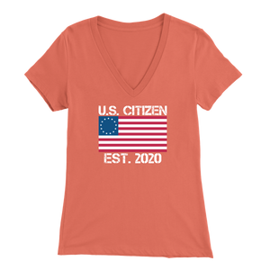 "America Flag" Bella Womens V-Neck T-shirt Design