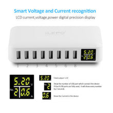 Load image into Gallery viewer, 8 Port USB Charger 8A 40W Desktop Charging Station Hub with Quick Charge 3.0 USB Port &amp; LCD Display Compatible to Different Devices