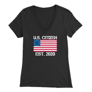 "America Flag" Bella Womens V-Neck T-shirt Design