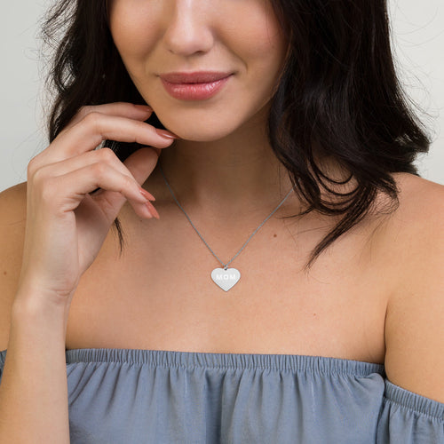 Personalized Engraved Silver Heart Necklace