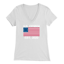 Load image into Gallery viewer, &quot;America Flag&quot; Bella Womens V-Neck T-shirt Design