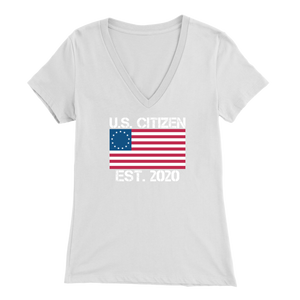 "America Flag" Bella Womens V-Neck T-shirt Design